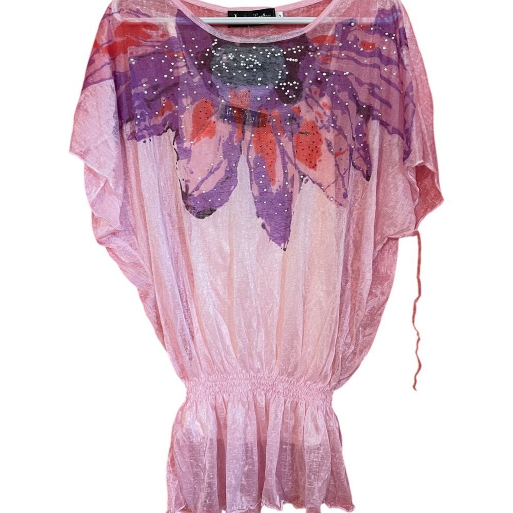 Jessica Taylor NYC Pink Sheer Women's Top Size M